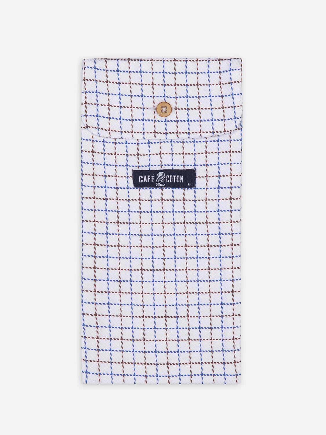 Cale&ccedil;on Sean &agrave; carreaux marron et bleus