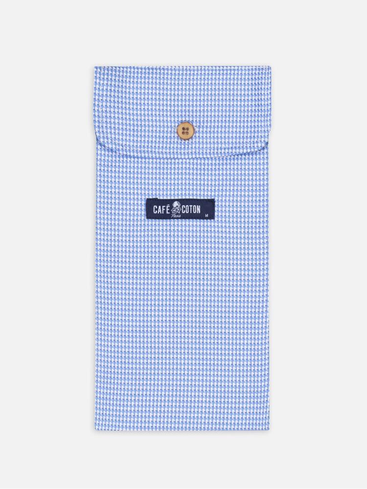 Blue sky and white printed houndstooth twill boxer short