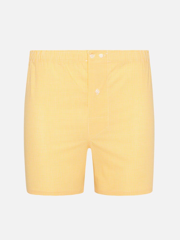 Yellow printed gingham popelin boxer short