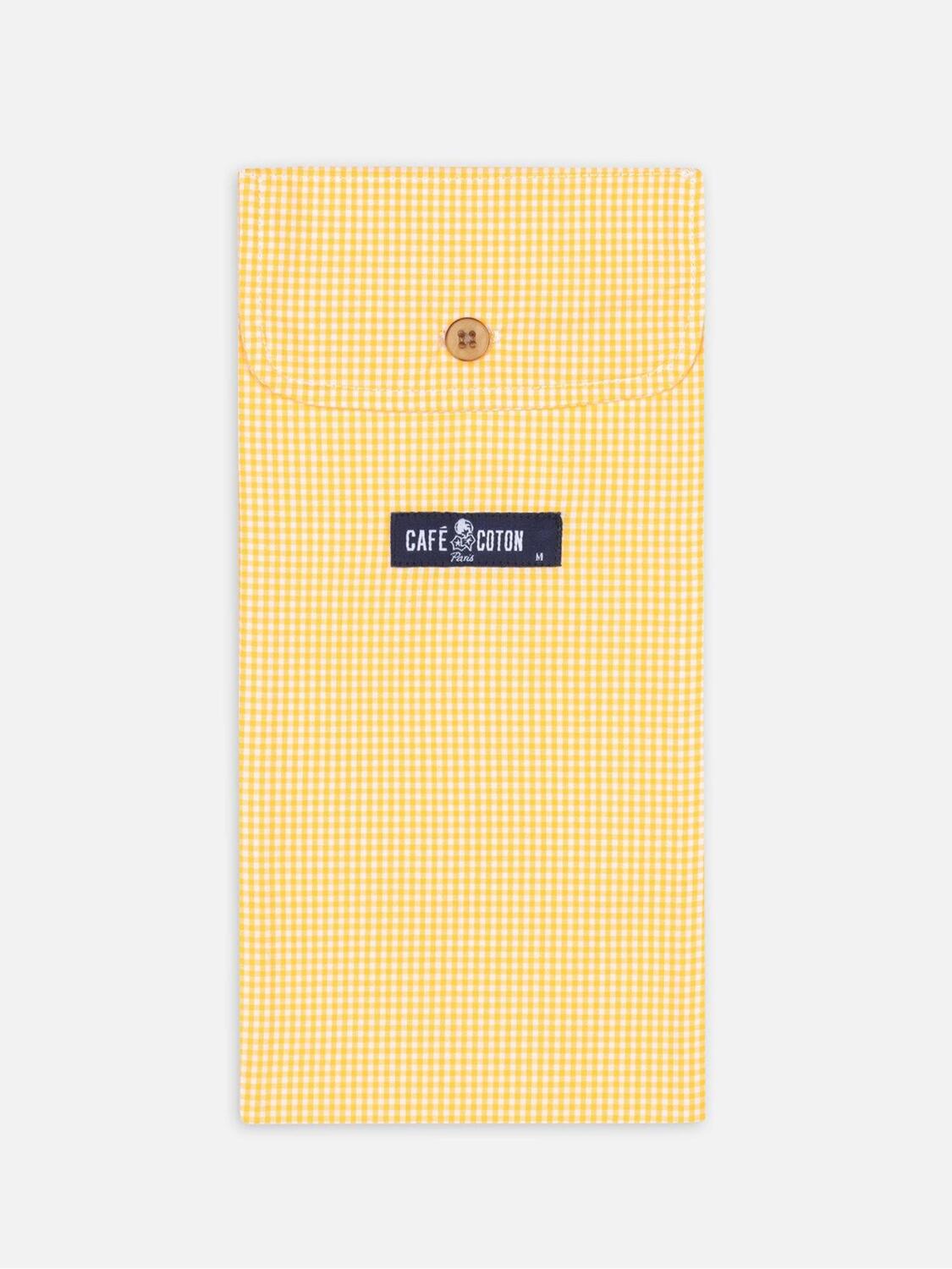 Cale&ccedil;on en popeline &agrave; carreaux vichy jaunes