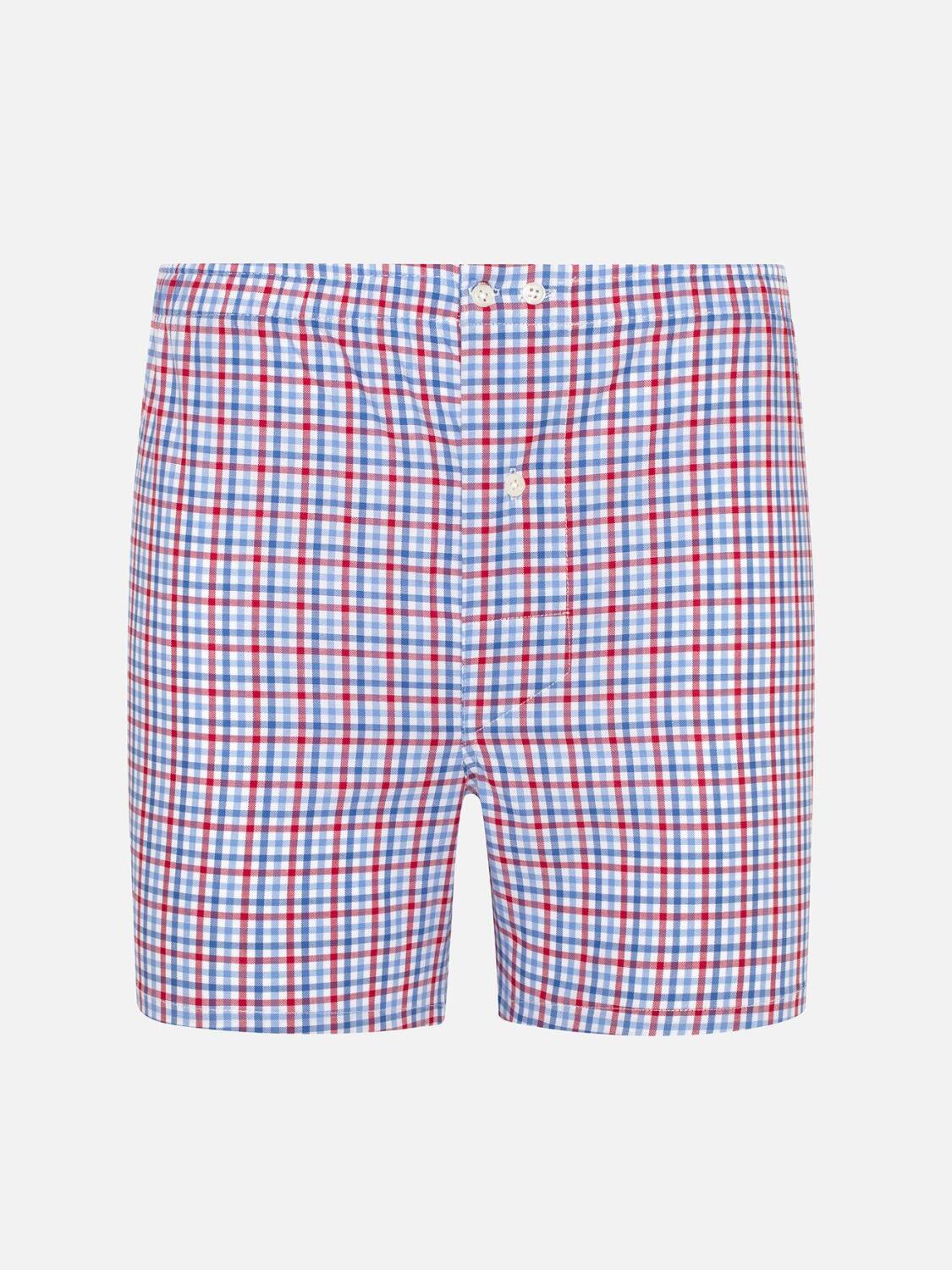 White checked blue and red oxford boxer short