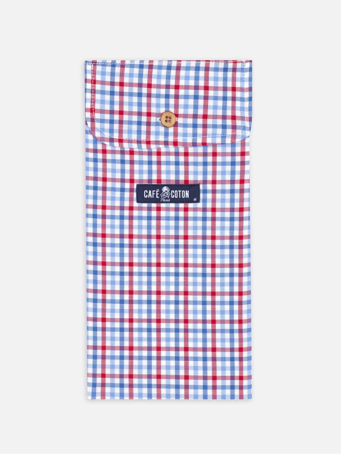 White checked blue and red oxford boxer short