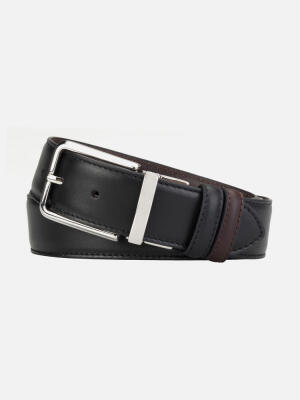 Black/Chocolate Reversible Leather Belt