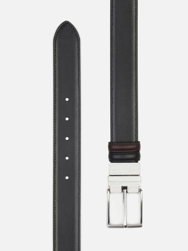 Black/Chocolate Reversible Leather Belt