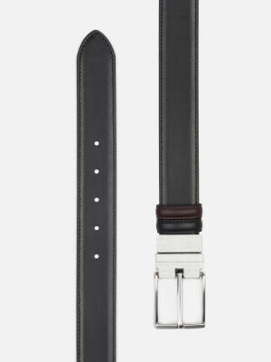 Black/Chocolate Reversible Leather Belt
