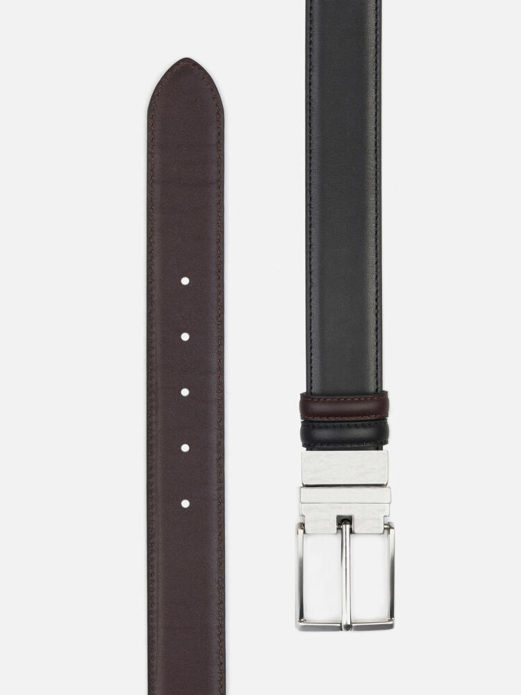 Black/Chocolate Reversible Leather Belt