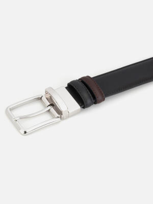 Black/Chocolate Reversible Leather Belt