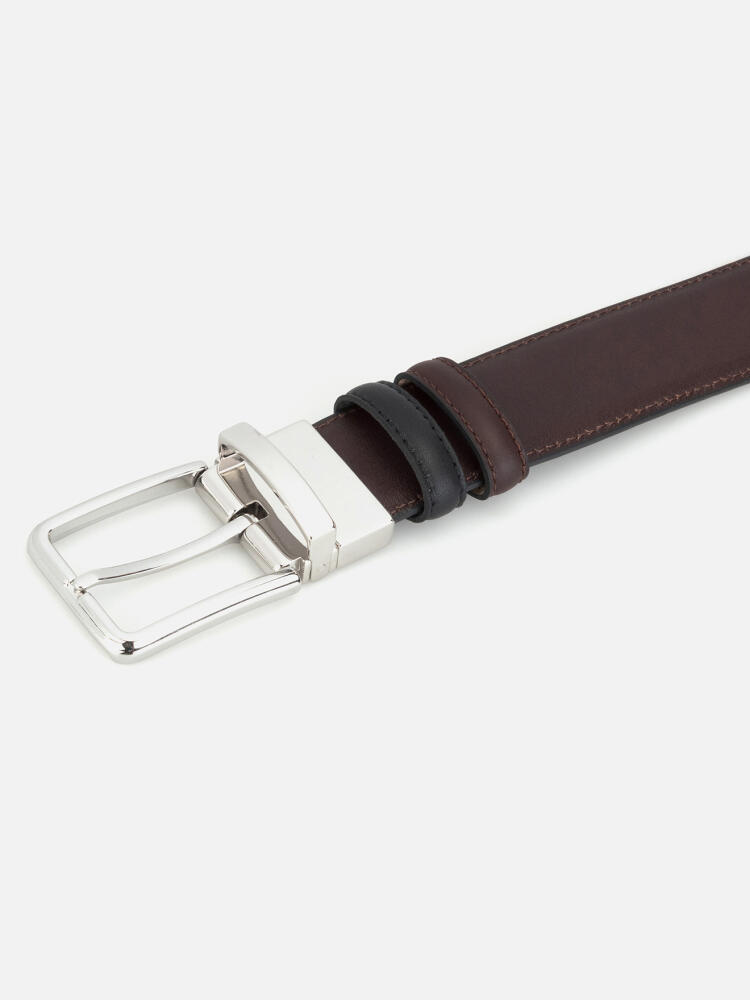 Black/Chocolate Reversible Leather Belt