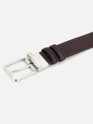 Black/Chocolate Reversible Leather Belt