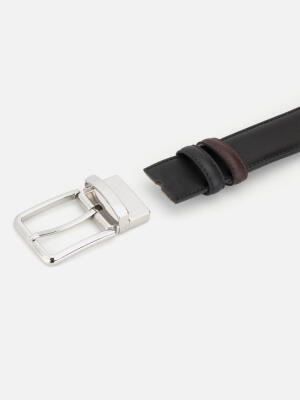 Black/Chocolate Reversible Leather Belt