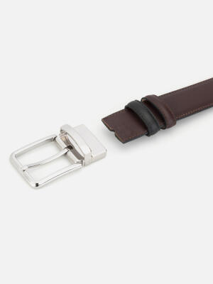 Black/Chocolate Reversible Leather Belt
