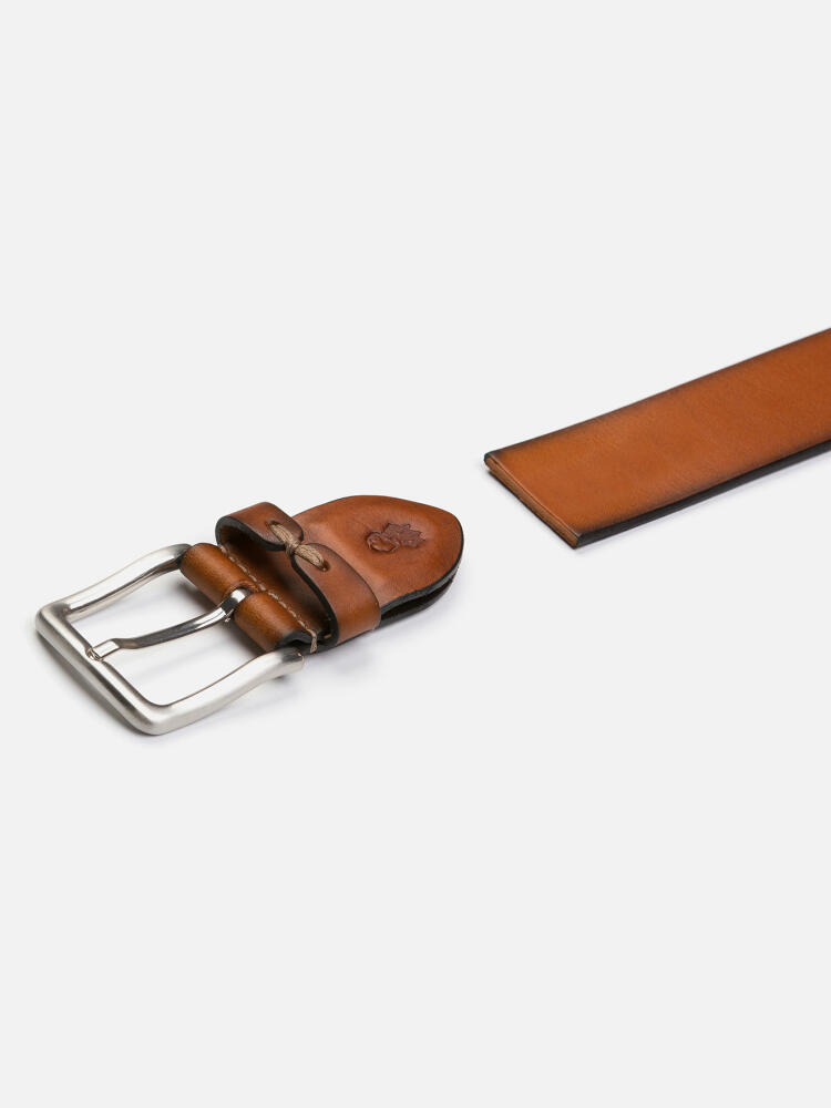 Ceinture en cuir patiné marron