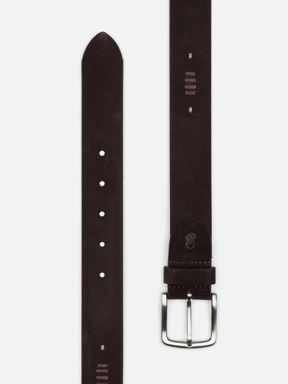 Brauner Lederg&uuml;rtel mit gestickten Motiven