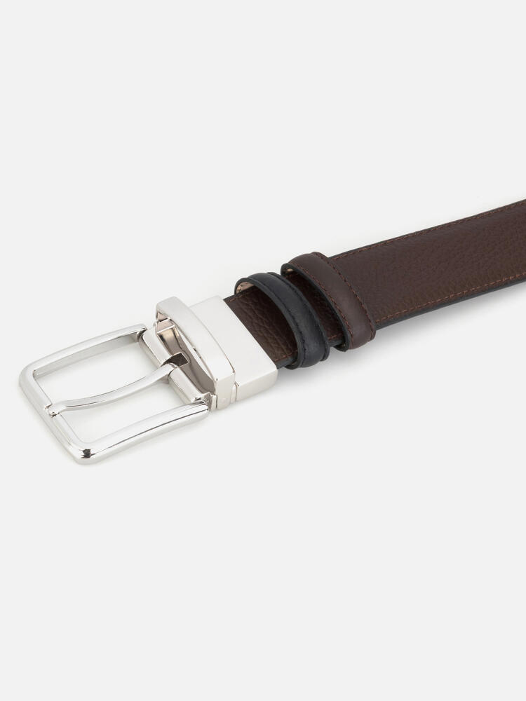 Chocolate/Black Reversible Leather Belt