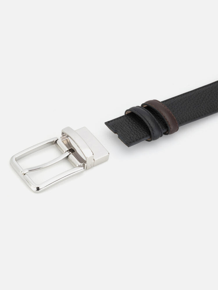 Chocolate/Black Reversible Leather Belt