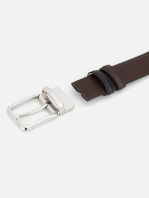 Chocolate/Black Reversible Leather Belt