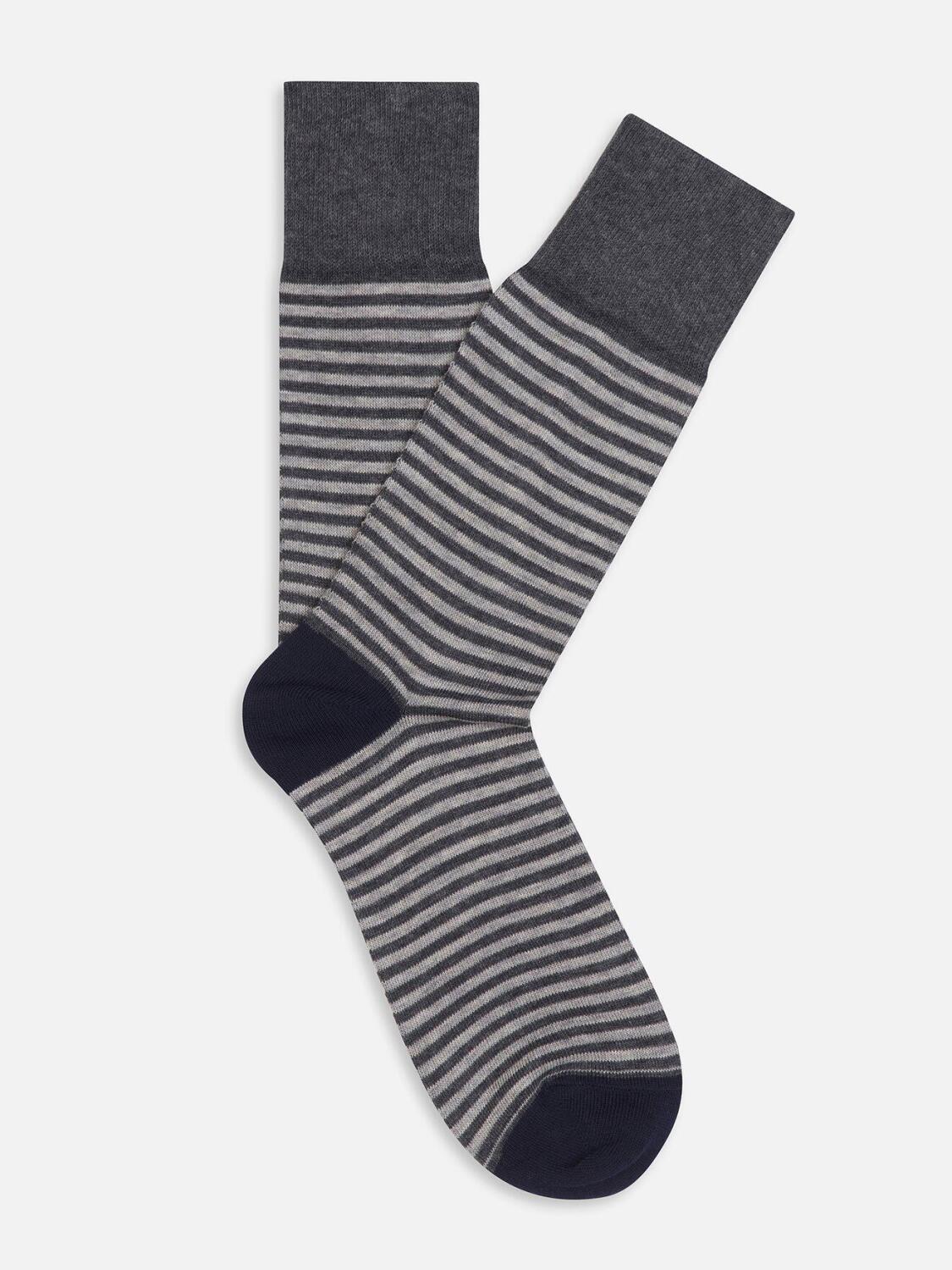 Chaussettes en coton anthracite à rayures