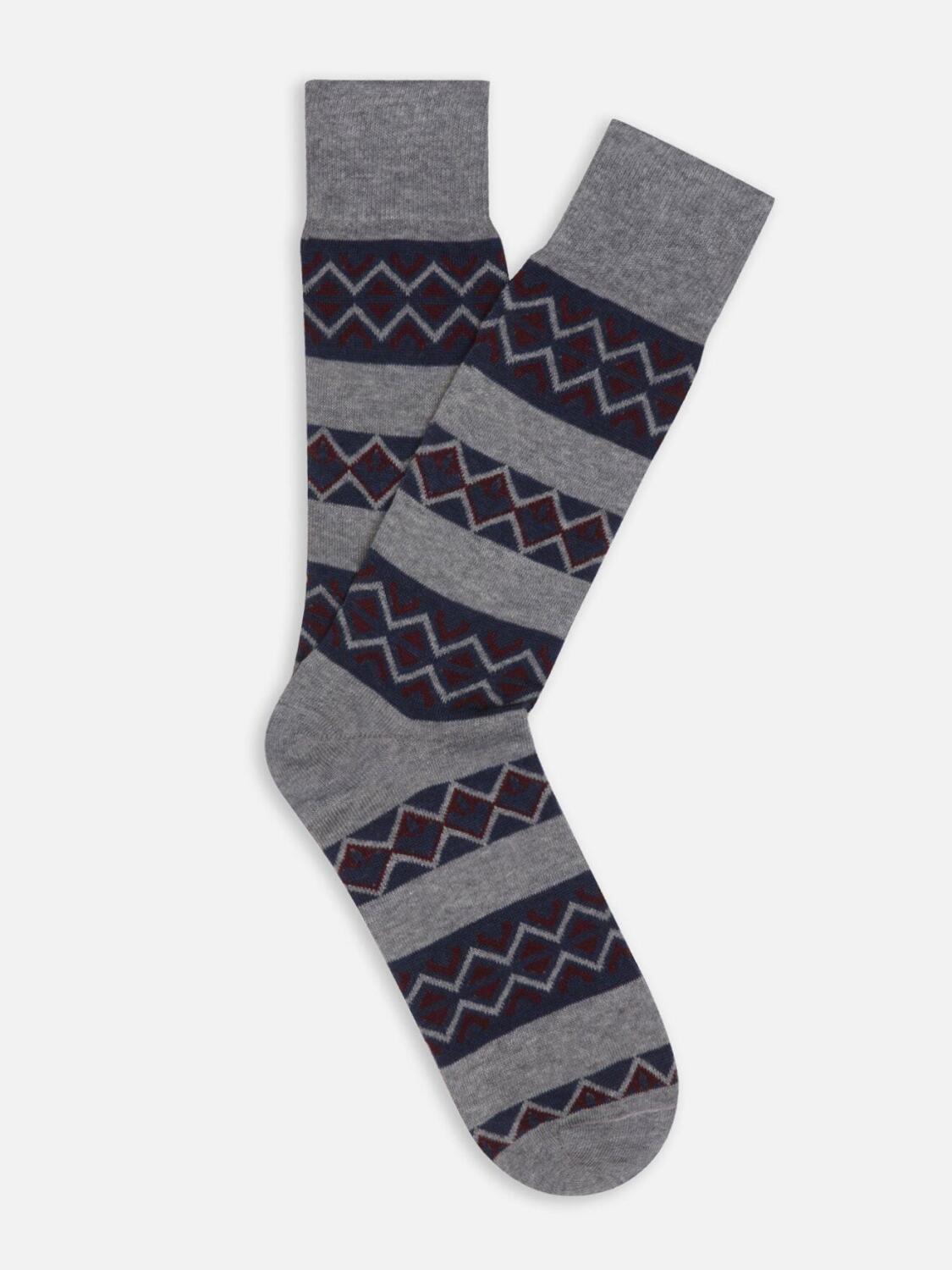 Chaussette basse à motifs jacquard gris