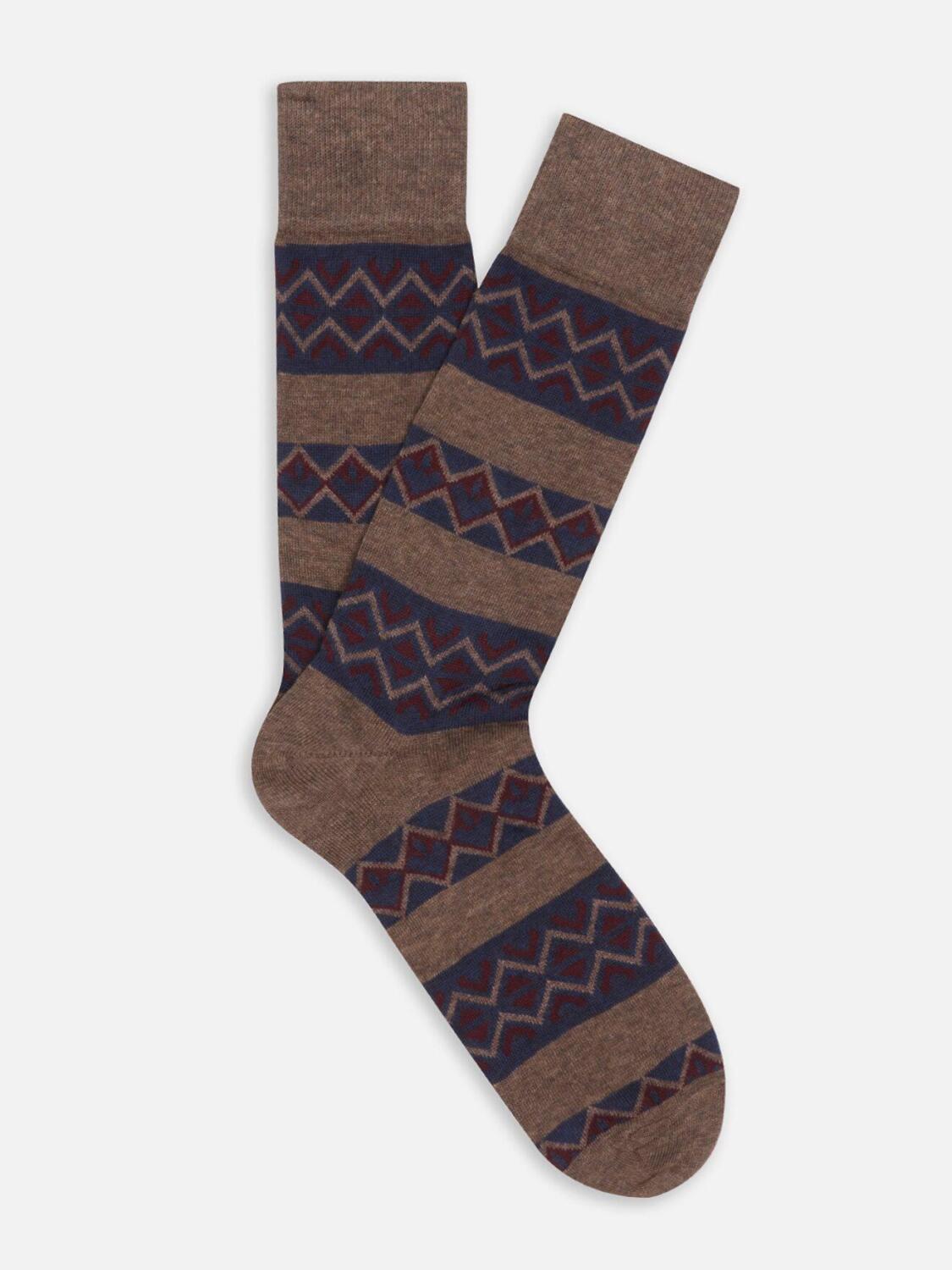 Chaussette basse à motifs jacquard havane