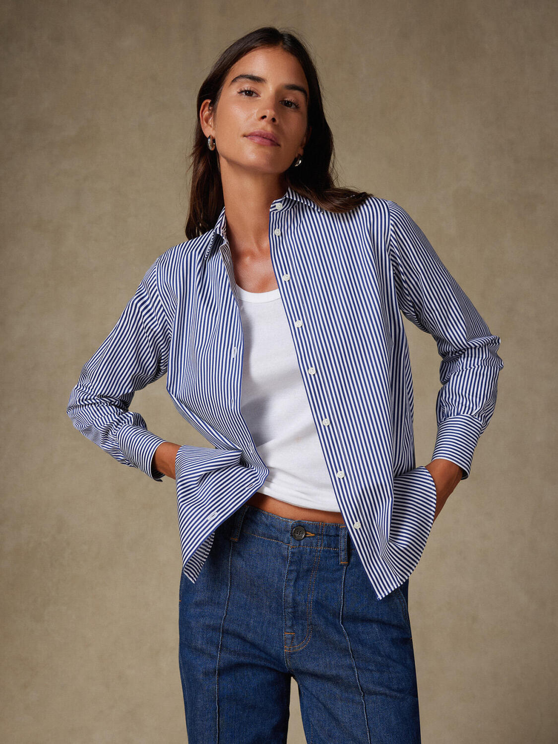 Chemise Albane à rayures marine