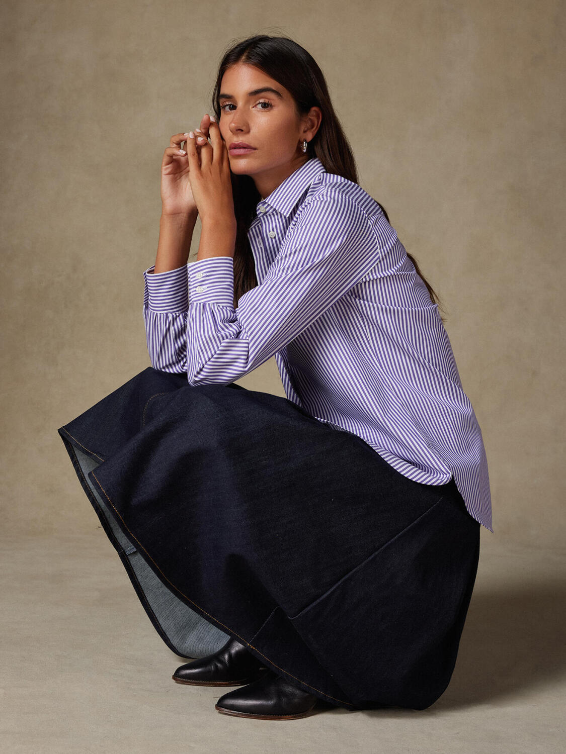 Albane pruim gestreept overhemd