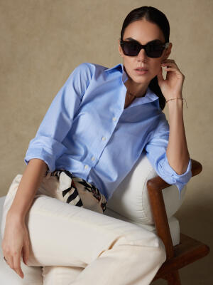 Chemise Albane en chevron ciel