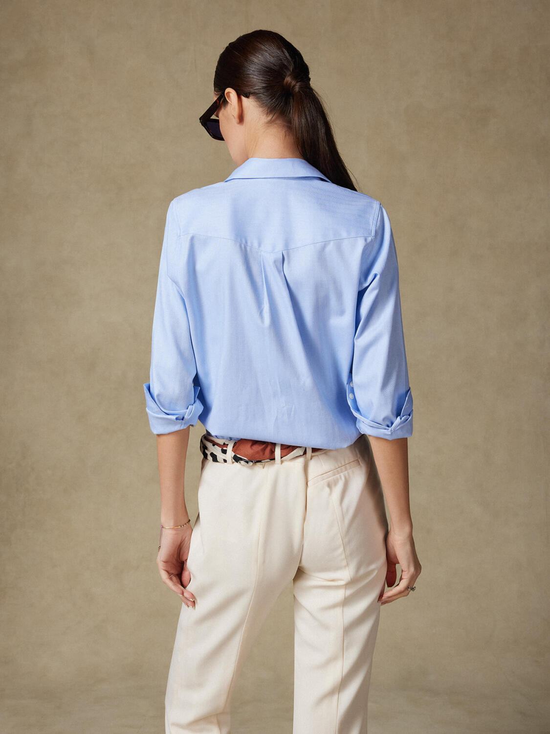 Camisa Albane Sky Herringbone