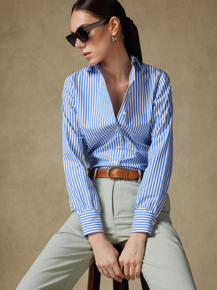 Albane Sky Stripe Poplin Overhemd