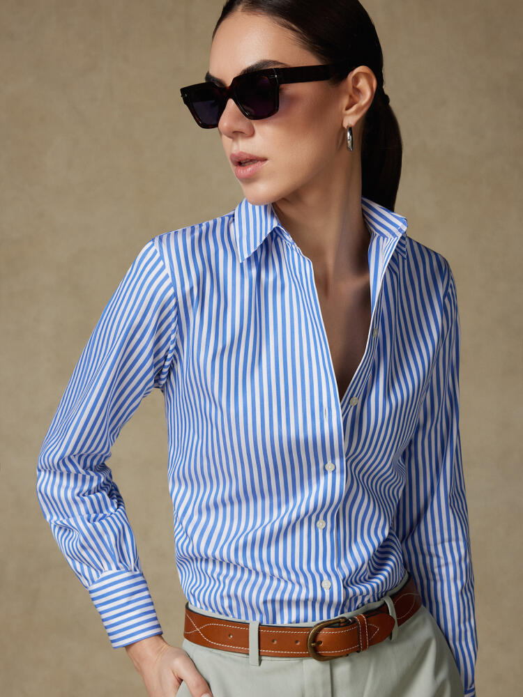 Albane Sky Stripe Poplin Overhemd