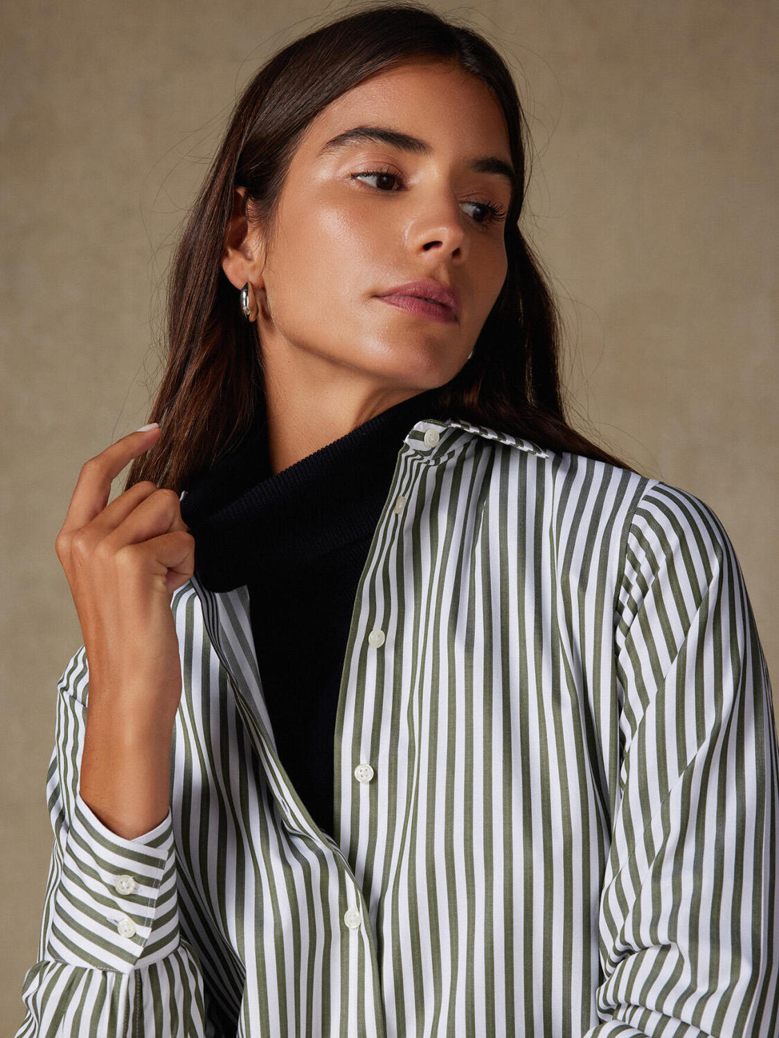 Chemise Albane &agrave; rayures kaki