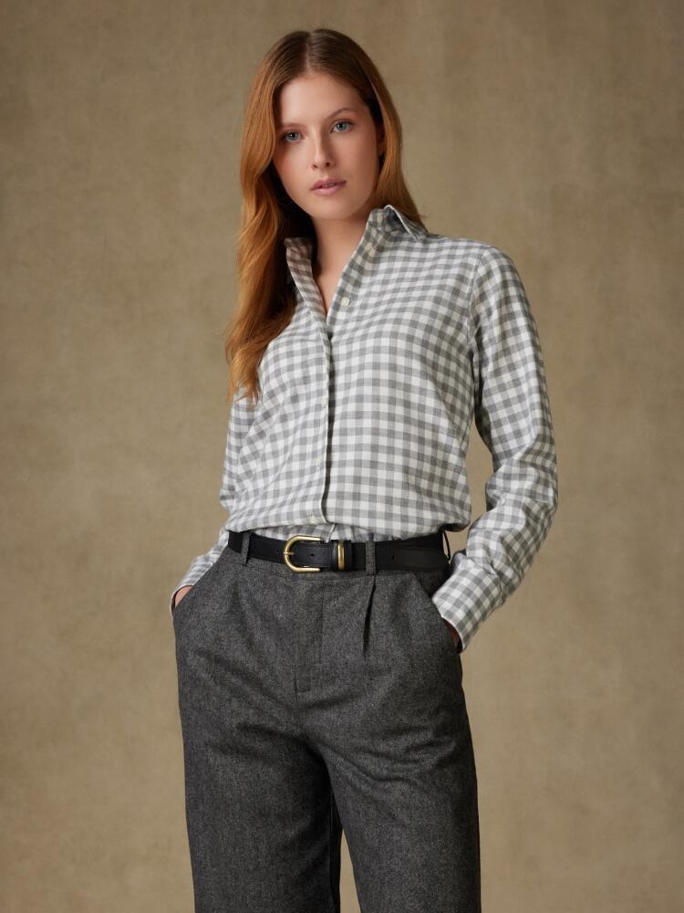 Albane Camisa de franela a cuadros gris