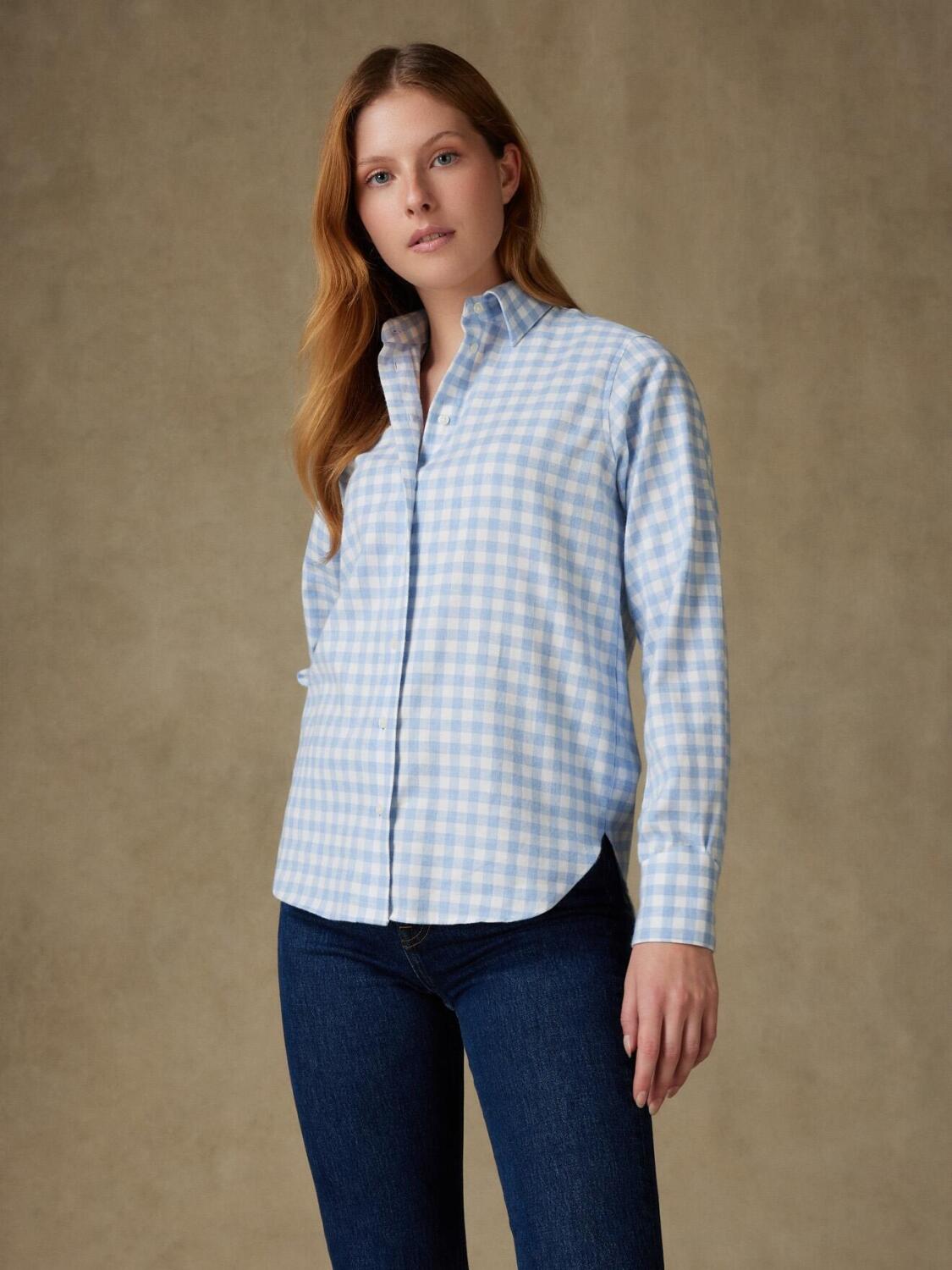 Albane hemels geruit flanel overhemd