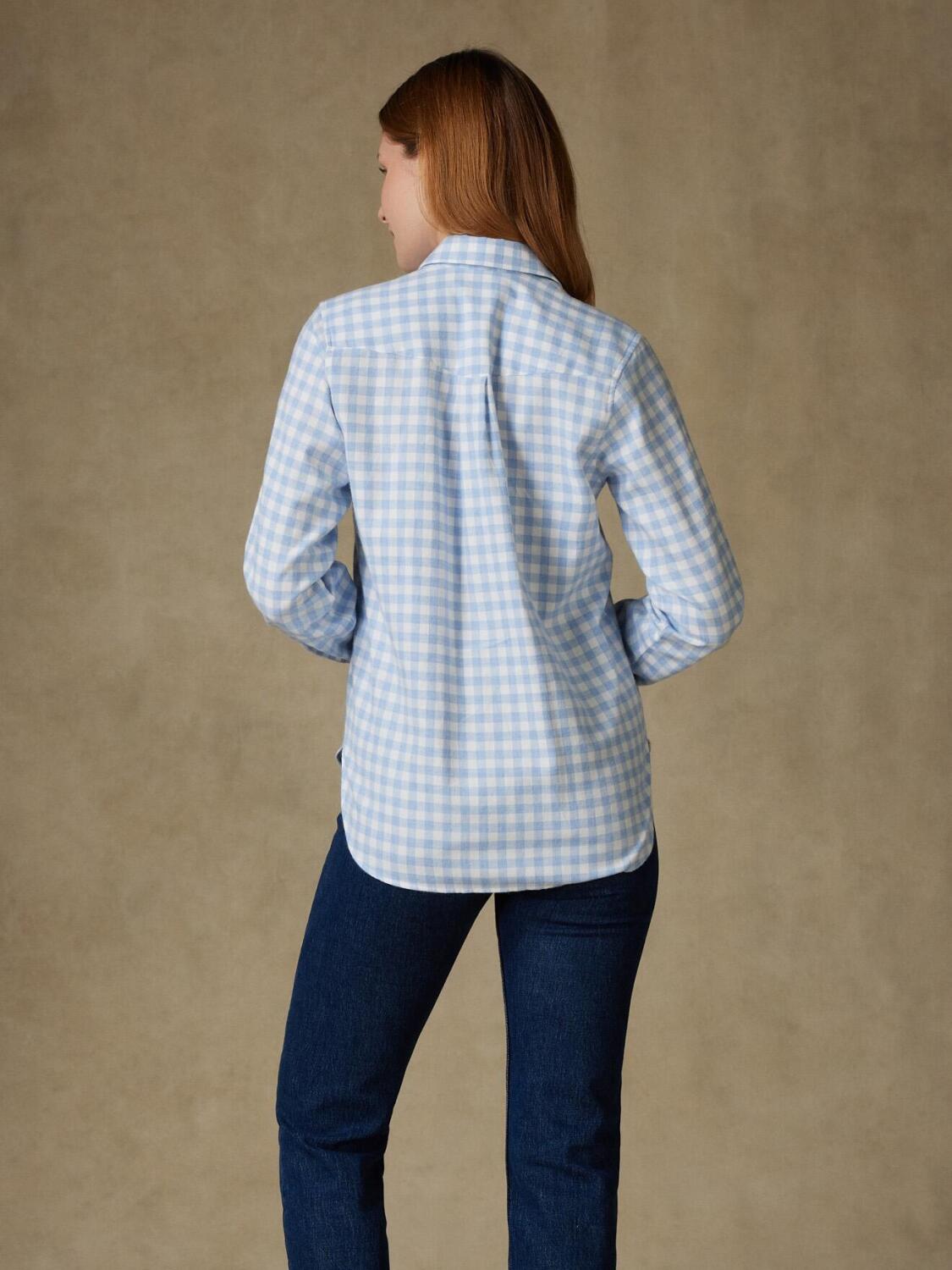 Albane hemels geruit flanel overhemd