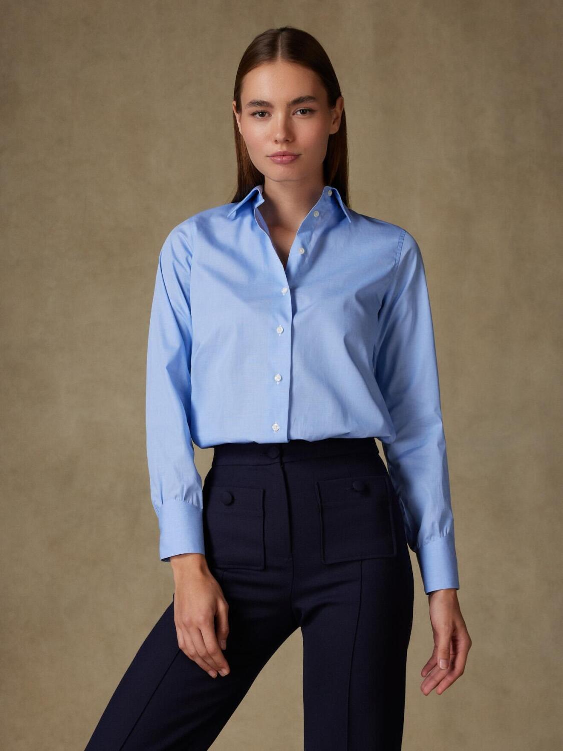 Albane sky poplin overhemd