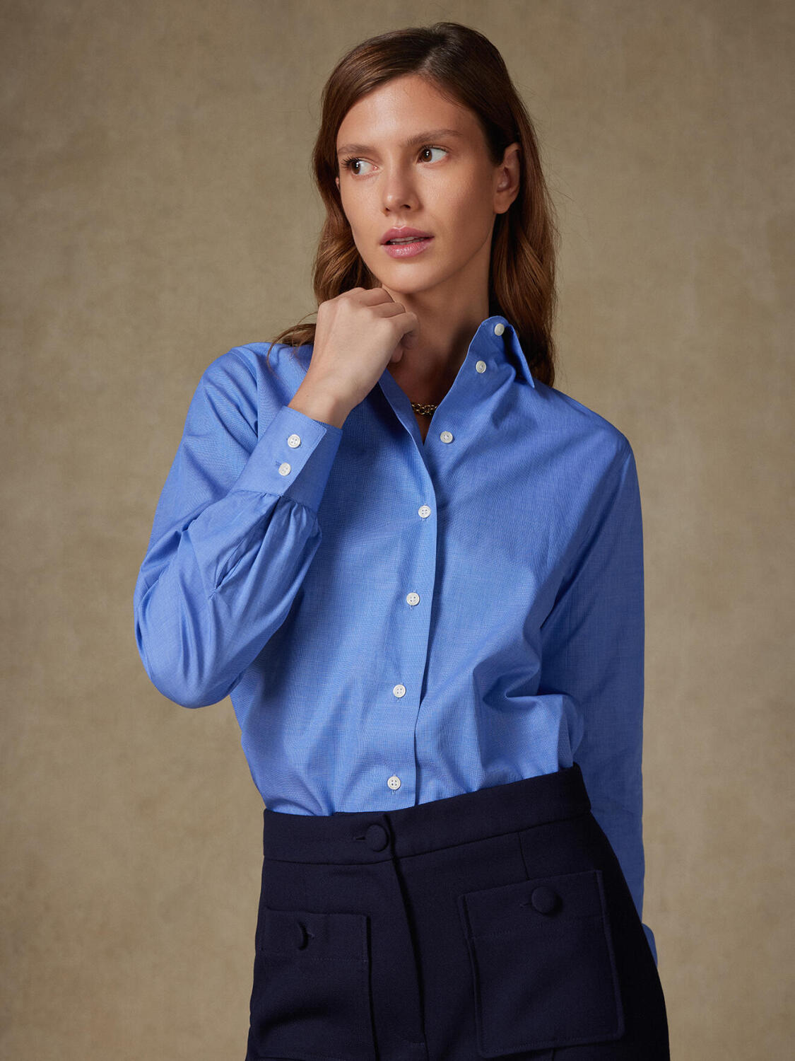 Chemise Albane en popeline bleue