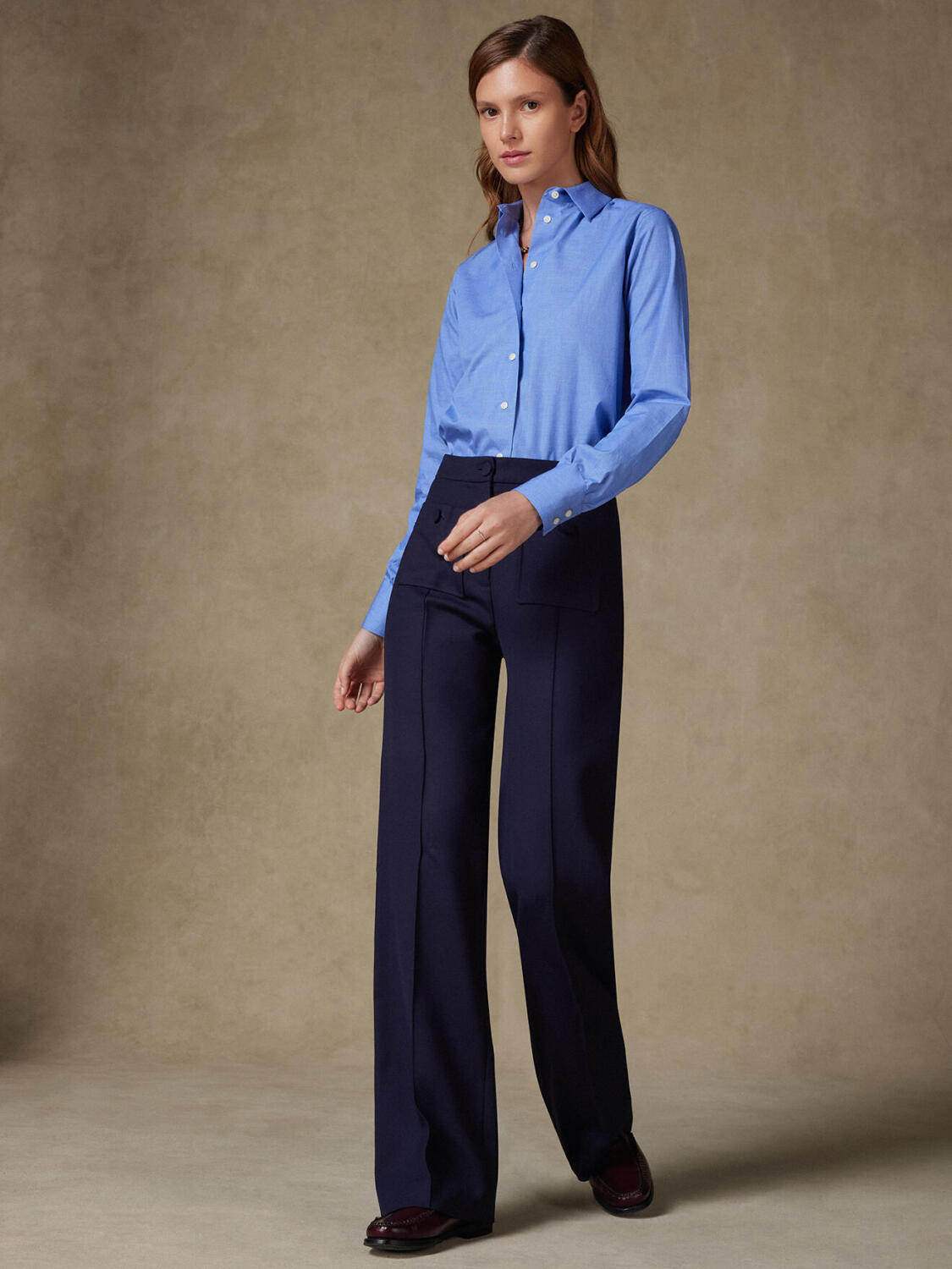 Chemise Albane en popeline bleue