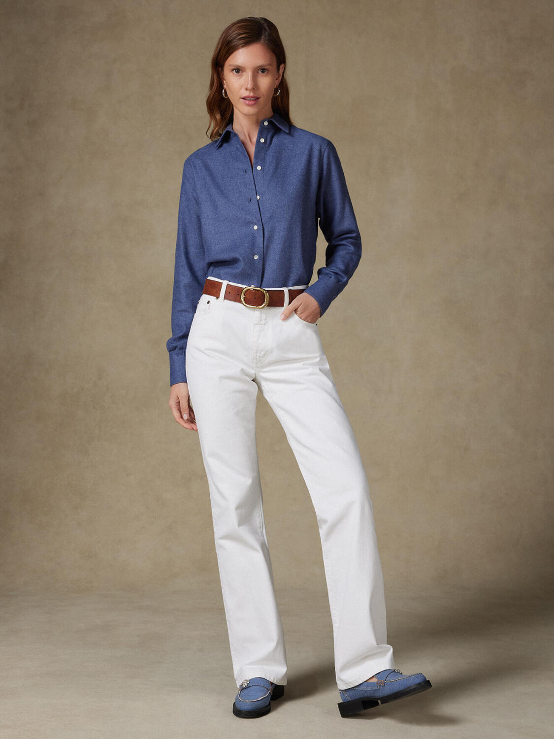 Albane blauw flanel overhemd