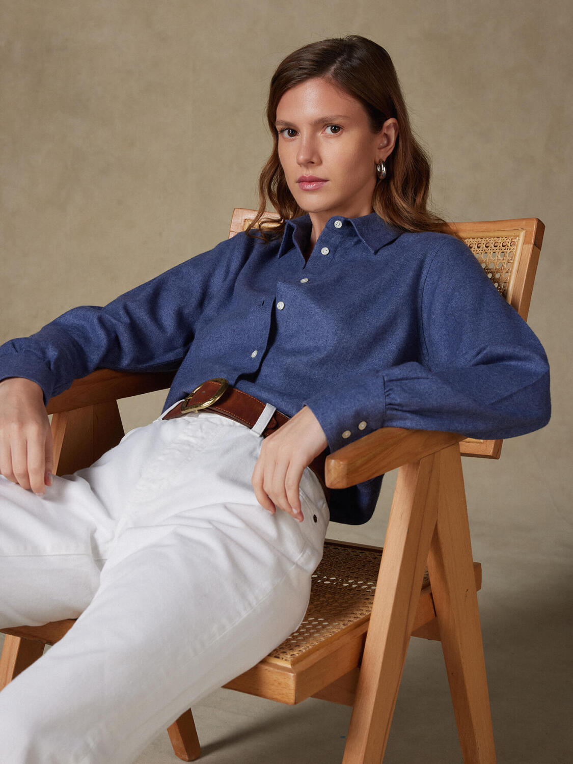 Albane blauw flanel overhemd