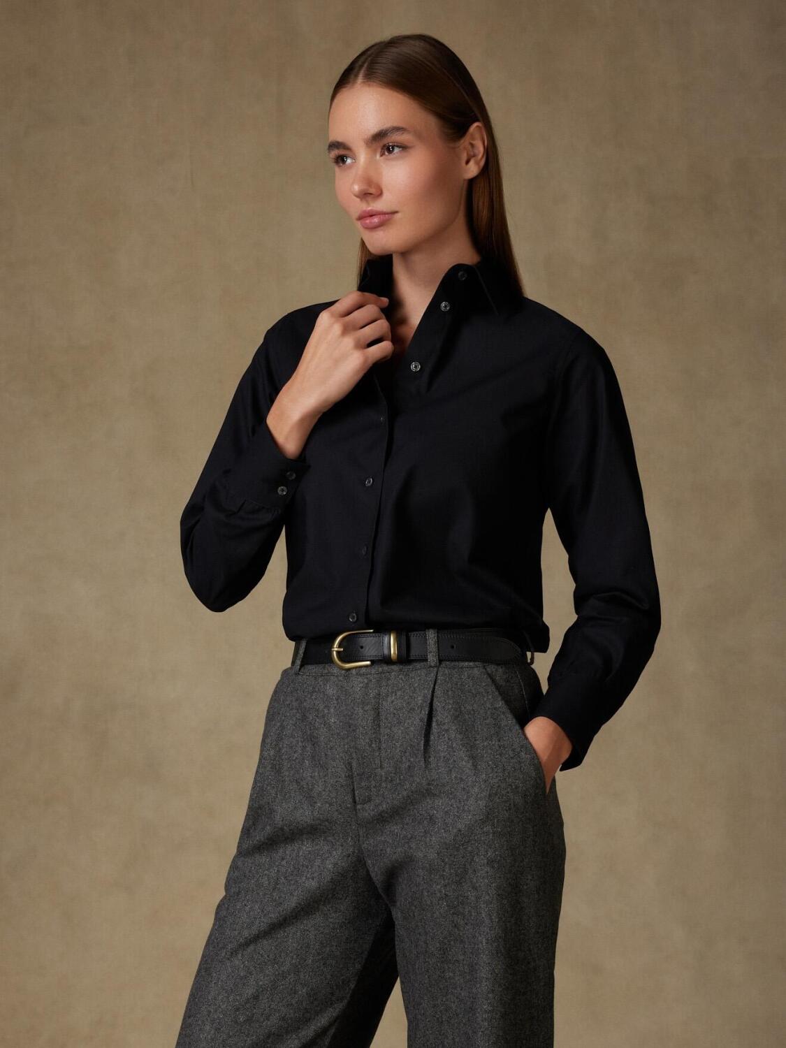 Albane zwart structuur shirt