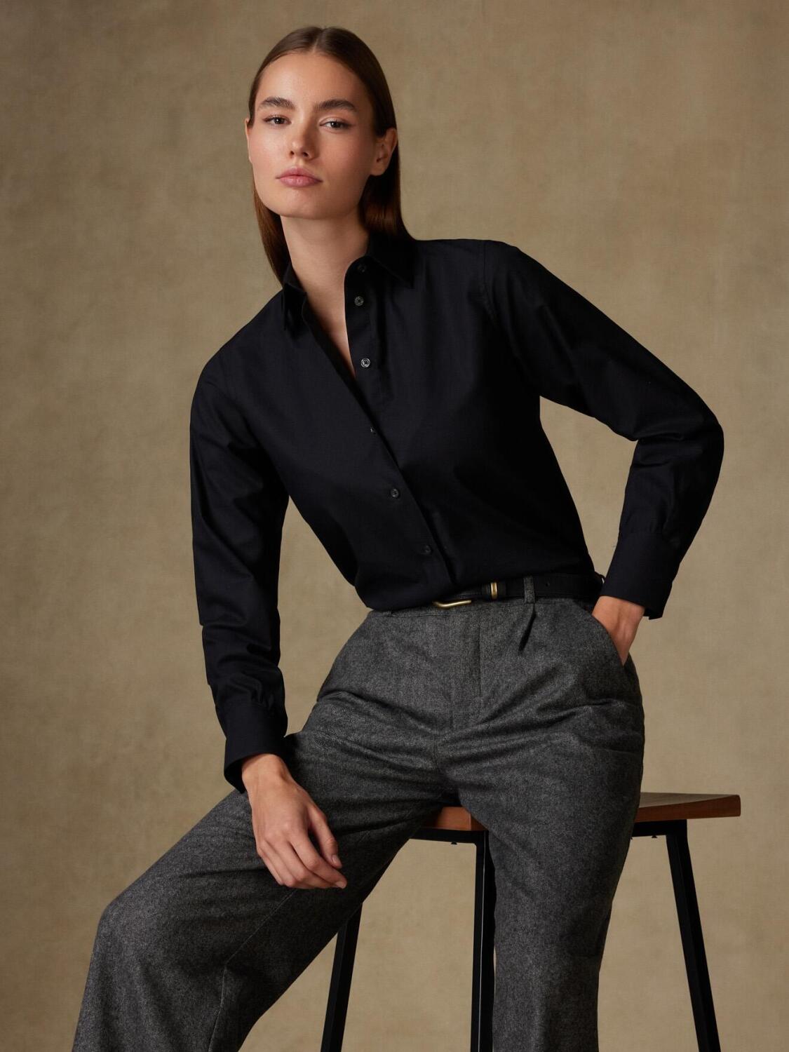 Albane zwart structuur shirt