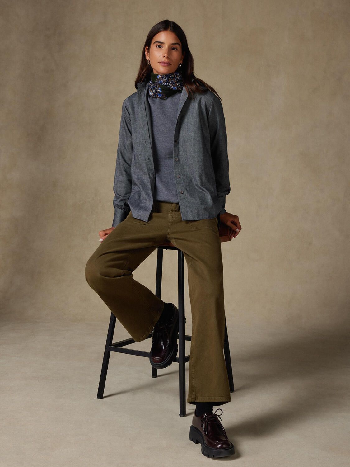 Chemise Albane en flanelle anthracite