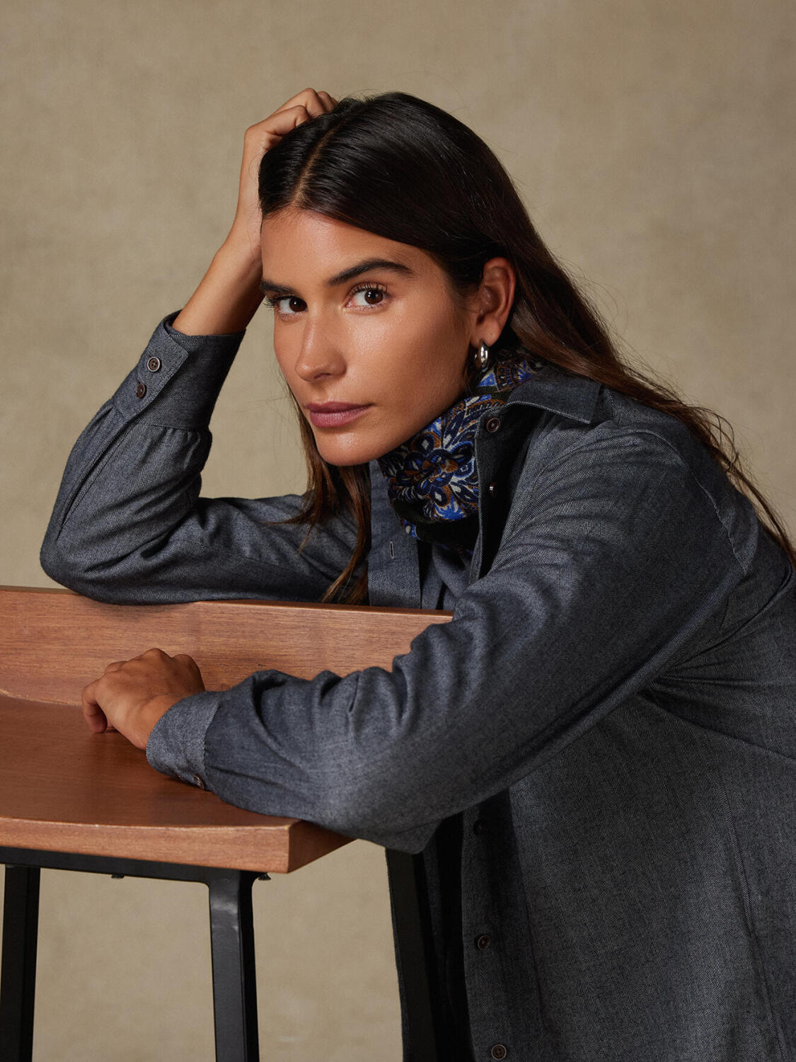 Chemise Albane en flanelle anthracite