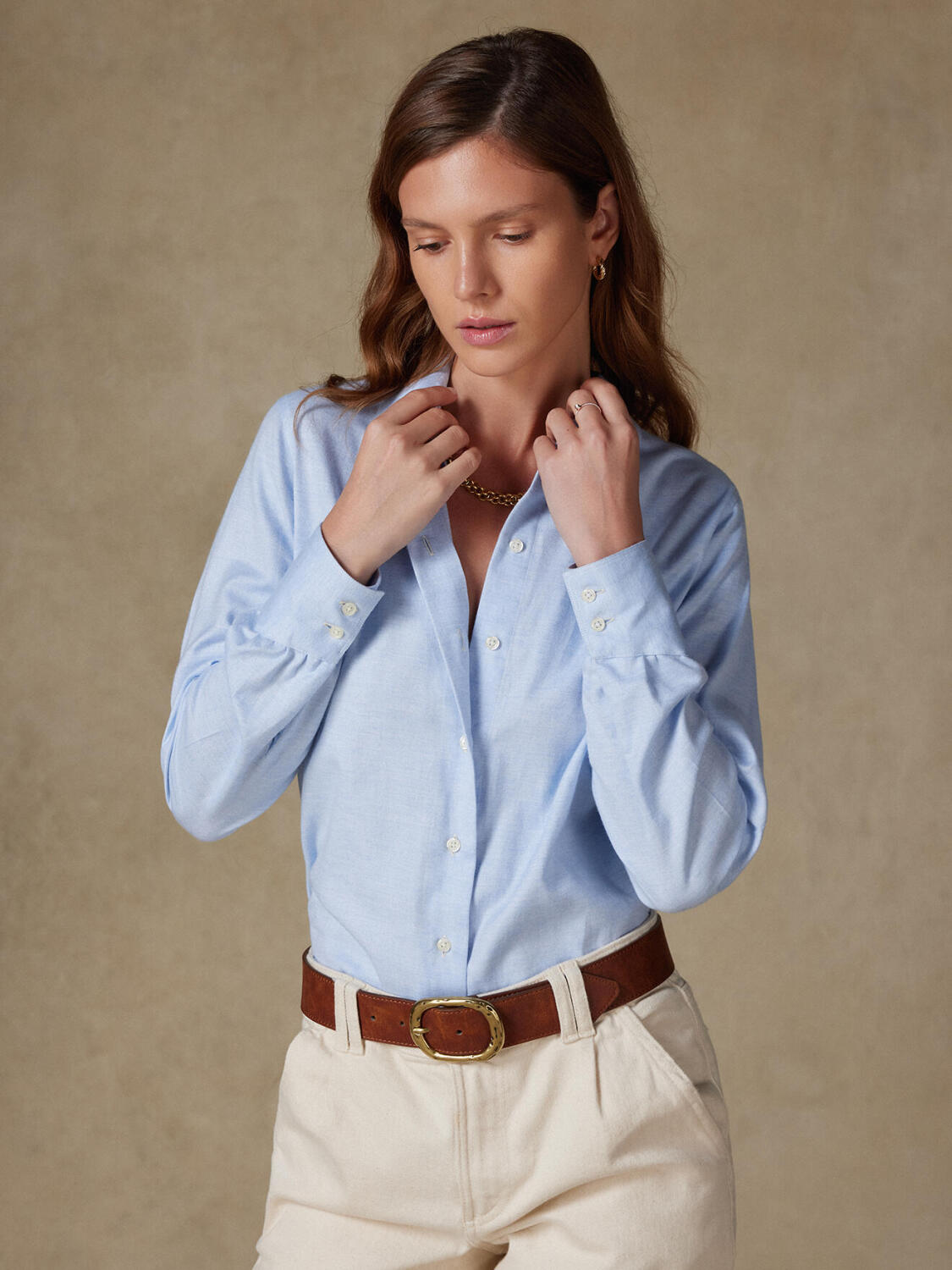 Chemise Albane en flanelle ciel