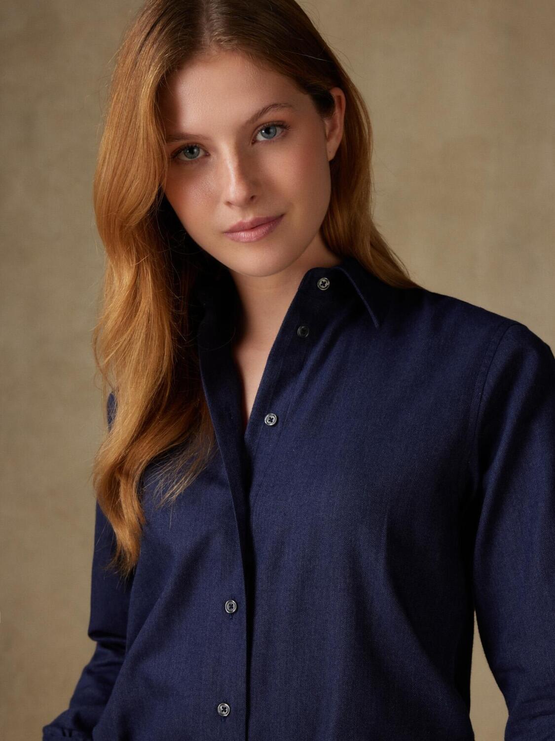 Chemise Albane en flanelle marine