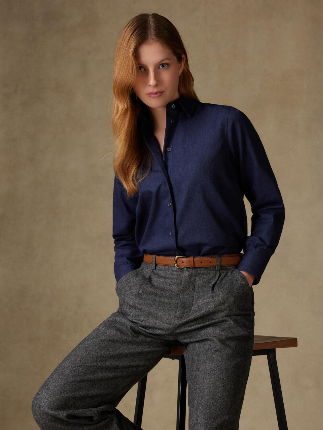 Chemise Albane en flanelle marine