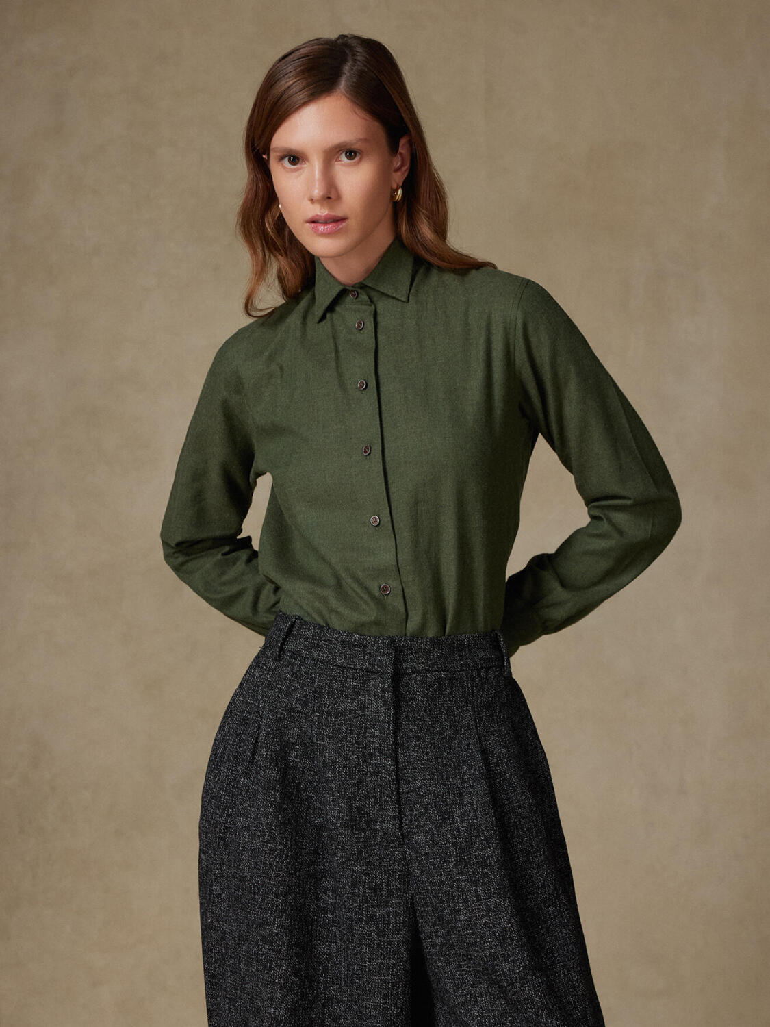 Chemise Albane en flanelle kaki