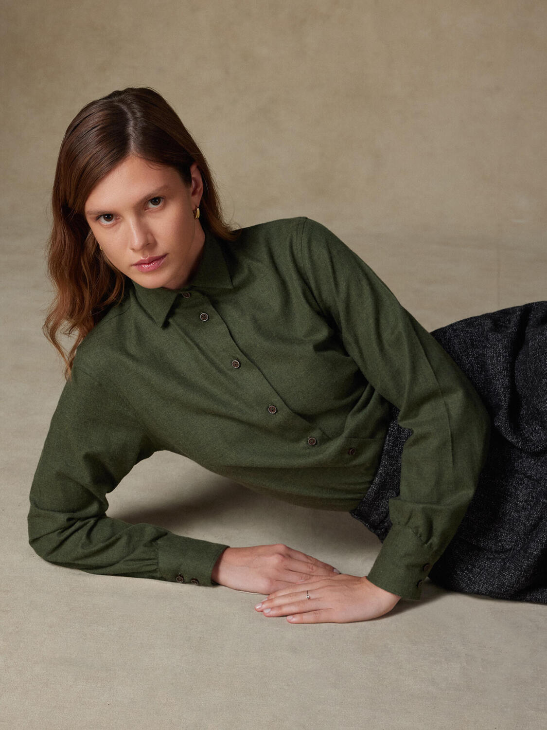 Chemise Albane en flanelle kaki