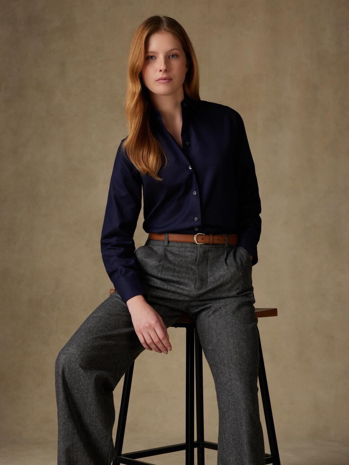 Albane marine structuur shirt