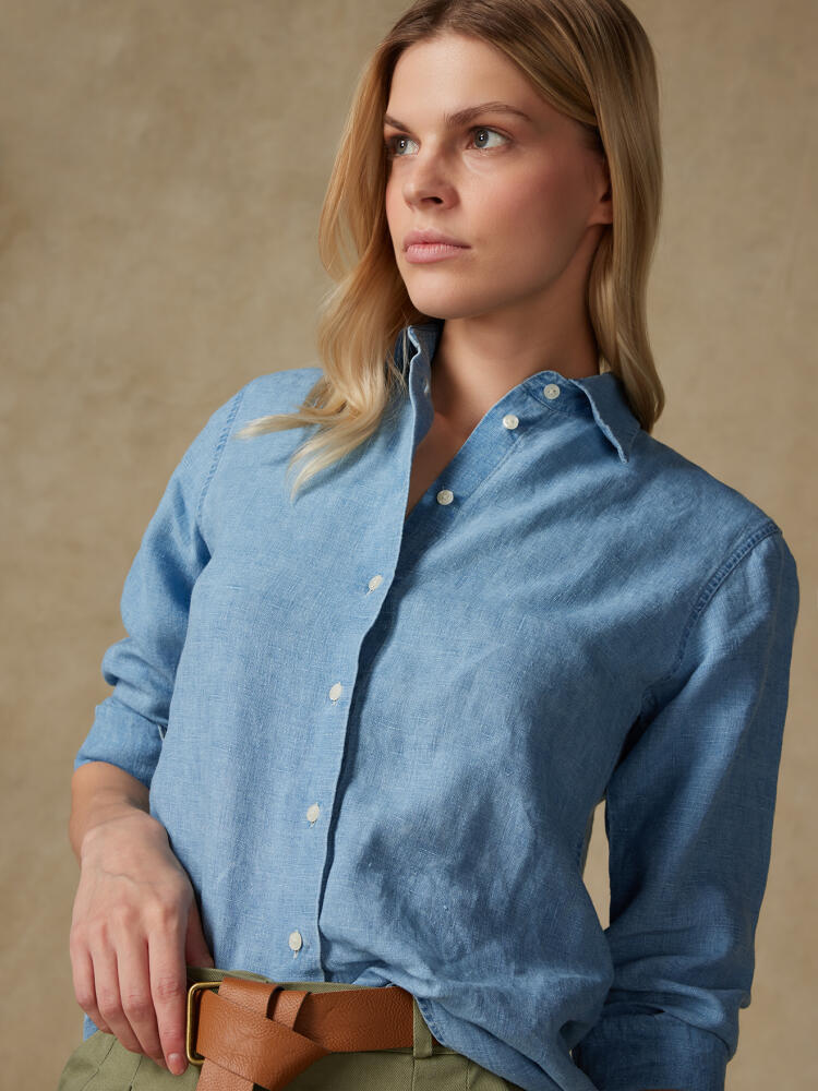 Albane camisa de lino denim cielo