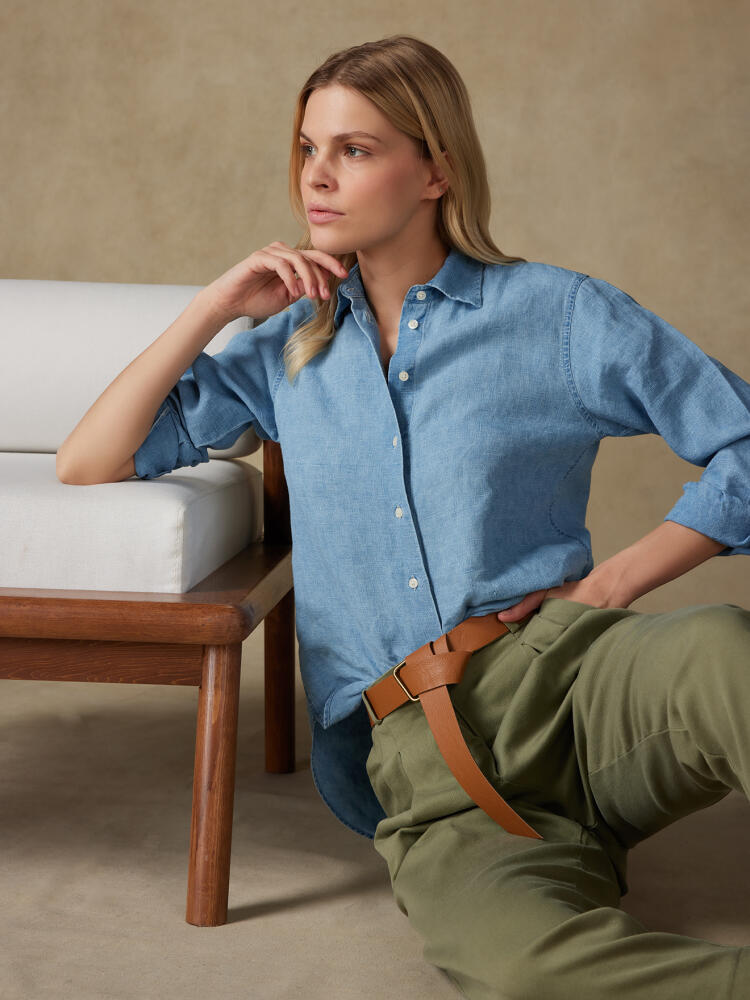 Albane camisa de lino denim cielo